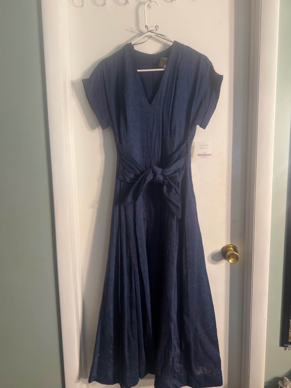 Taylor Navy V-Neck Tie-Waist Maxi Dress NWT - Picture 7 of 7